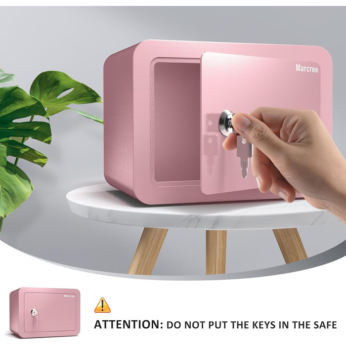 Marcree Cub Safe - Міні-сейф для грошей та особистих речей з ключем (рожевий)