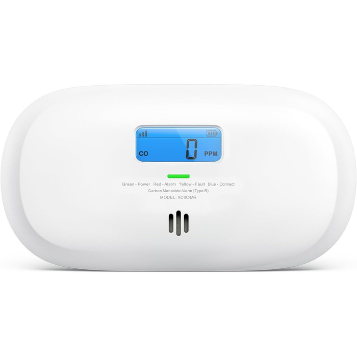 X-Sense Детектор чадного газу з цифровим дисплеєм, сертифікат TÜV Rheinland, з базовою станцією SBS50, керування через додаток, XC0C-MR11, 1 шт. Білий