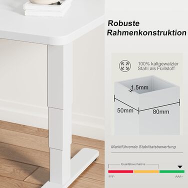 Електричний столовий стіл Devoko з регулюванням висоти, 60-125 см, 3 пам'яті, білий