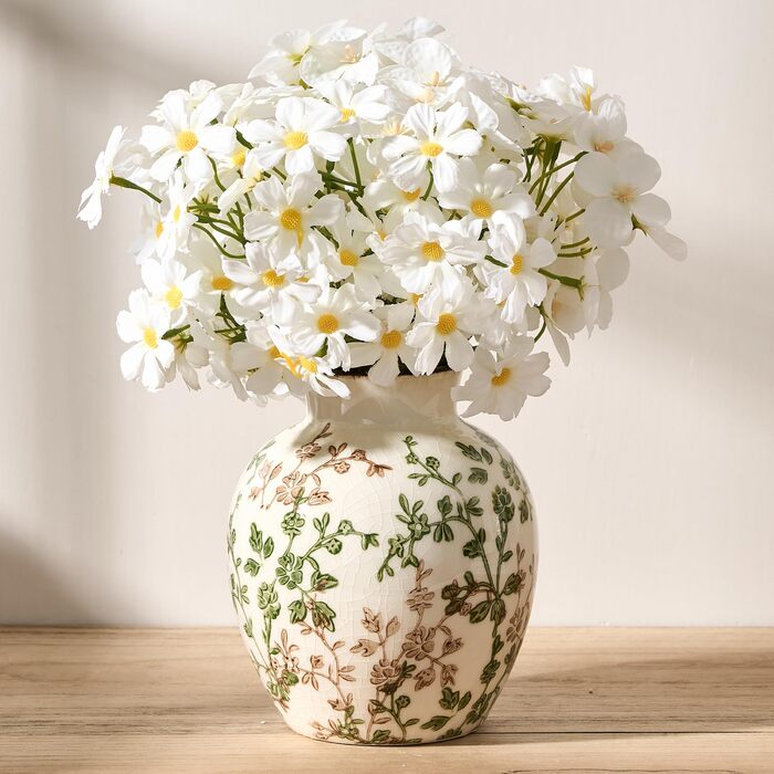 Керамічна ваза для квітів у стилі Богеми, 15.2 см, сіро-зелено-бежева, для дому, декорування полиці, каміну, вітальні, фермерського стилю