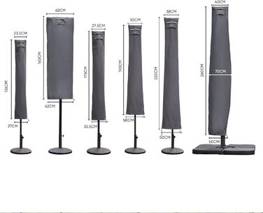 Захисний чохол для парасольки від сонця, сірий (220 x 30/50 см)