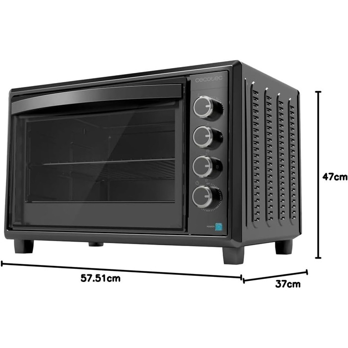 Конвекційна піч Cecotec 46 літрів Bake&Toast 4600 White Gyro. 2000 Вт, внутрішнє освітлення, 12 функцій, до 230°C, подвійне скло, з поворотним шампуром, білий (чорний, 60 л | 2200 Вт)