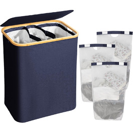 Кошик для білизни AdelDream 160L з кришкою, 3 відділення, колір Navy Blue Кошик для білизни AdelDream 160L з кришкою, 3 відділення, колір Navy Blue