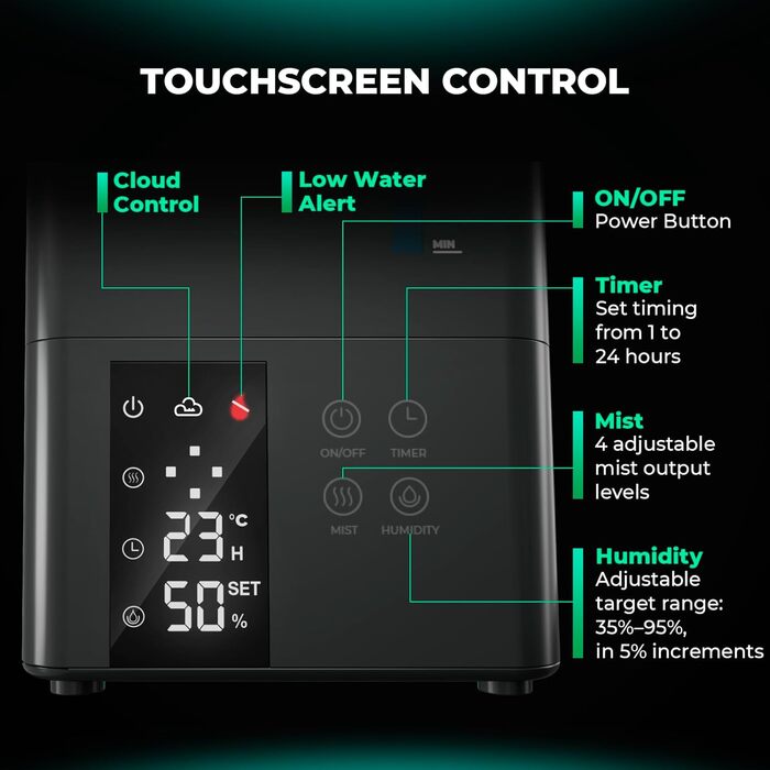 Зволожувач повітря для рослин MARS HYDRO 6л з таймером, ультразвуковий, для гроубоксів та теплиць