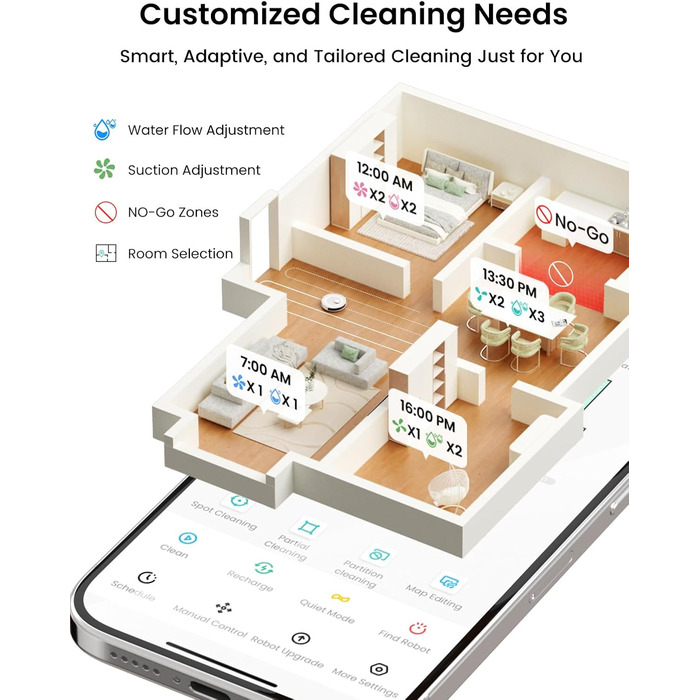 Робот-пилосос LEFANT M2Plus з функцією миття підлоги, 6000Pa, LiDAR-навігація, самоочищення, для видалення шерсті тварин, білий (M2L Plus)