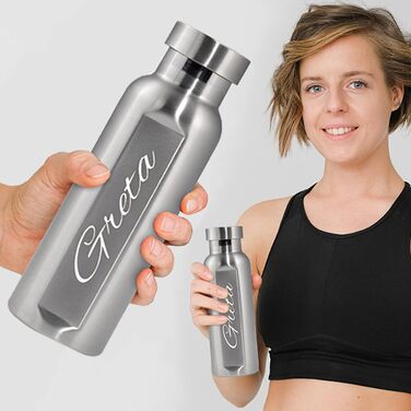 Ланчбокс з нержавіючої сталі з гравіюванням імені + пляшка для води – 800 мл, 470 мл, з роздільником, захист від протікання, бенто-бокс – подарунок, 1 вересня, спорт, відпочинок на природі