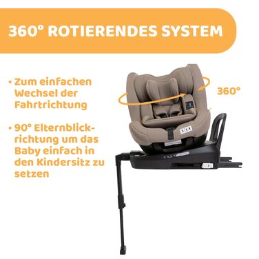 Дитяче автокрісло Chicco Seat3Fit i-Size 0-25 кг (40-125 см) ISOFIX 360 поворотно-відкидне сидіння, Група 0/1/2 для дітей 0-7 років зі зменшенням подушки, Регульований підголівник з бічним захистом ДИТЯЧЕ СИДІННЯ SEAT3FIT I-Size (DESERT TAUPE, ДИТЯЧЕ КРІС