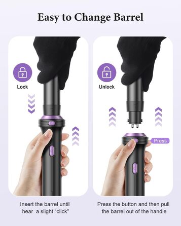 BESTOPE PRO Локкенстаб: Набір випрямляча та плойки 5-в-1 з термощіткою, 3 плойки (9-25 мм) для великих локонів, 13 температур, захисне покриття, рукавичка, затискач (базальтовий чорний)