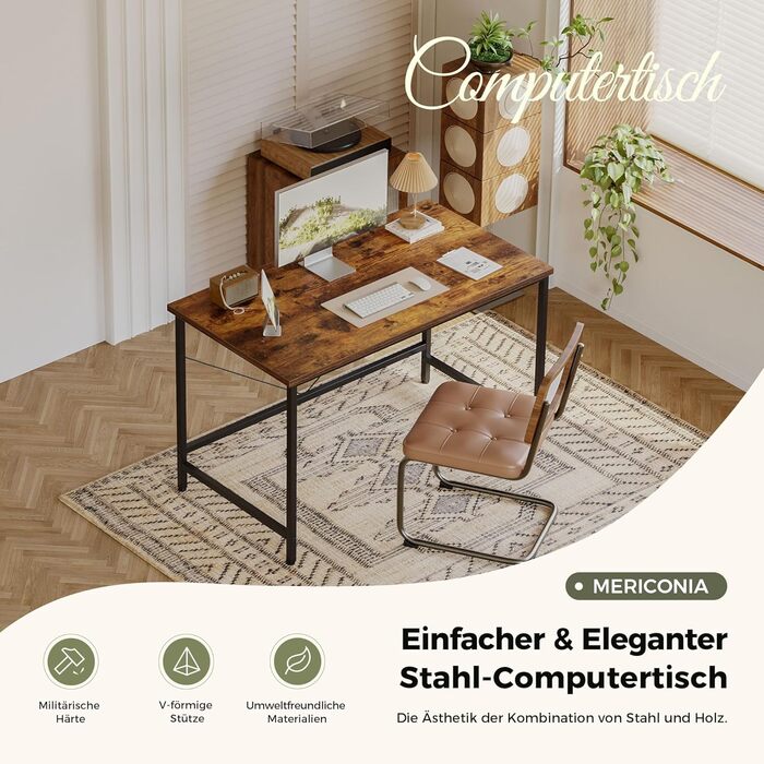 Комп'ютерний стіл Mericonia 120 см, ігровий стіл для невеликих приміщень, білий стіл для дому та офісу, стіл для студентів