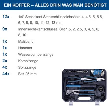 Набір інструментів Scheppach TB90 (97 предметів) в кейсі - професійний набір з гумовими ручками, біти, викрутки, шестигранники