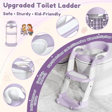 Універсальний дитячий сидіння для унітазу 3-в-1 з драбинкою, фіолетовий - тренажер для привчання до горщика для хлопчиків та дівчаток