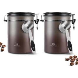 Набір контейнерів для кави та сухофруктів з нержавіючої сталі 1,8L (2 шт.) з датчиком дати, клапаном CO2 та мірною ложкою