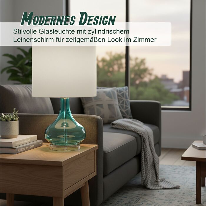 Лампа для столу Relaxdays зі скляною основою та тканинним абажуром