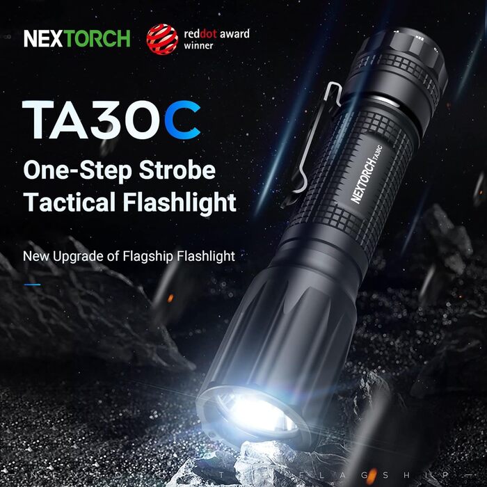 Тактичний світлодіодний ліхтар NEXTORCH TA30C, 1600 люменів, голова з нанокерамічним розбивачем скла, функція стробоскопа