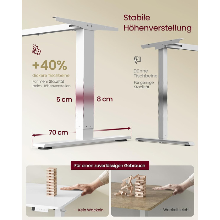 Стол для роботи VASAGLE з регулюванням висоти 160x80 см, USB-C, підставка для розеток, стоячий стіл, нагадування про перерви, 3 пам'яті, для офісу, матовий білий
