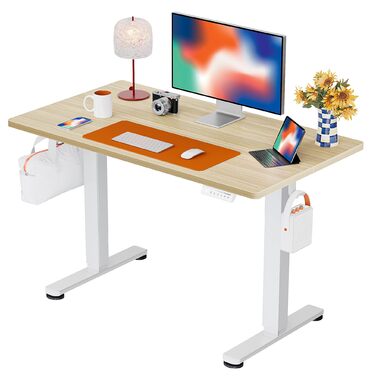 Електричний регульований стіл ErGear 100x60 см, світле дерево, з пам'яттю та з'єднувальною пластиною для дому та офісу