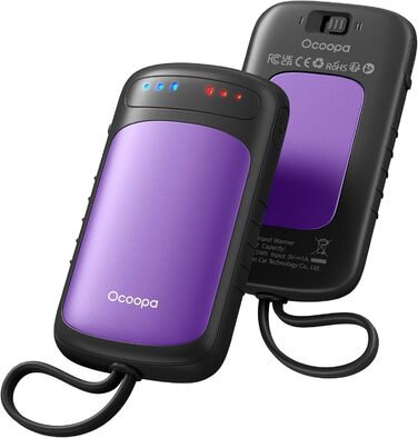 Електричний підігрівач рук OCOOPA UT5 DuoHeat (фіолетовий) - 2 шт., для кемпінгу, полювання, подорожей