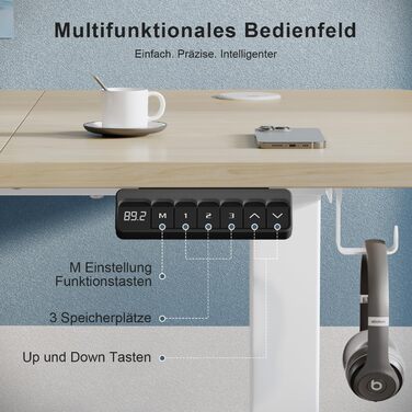 Регульований стіл, електричний, ергономічний, для дому та офісу, білий (150 x 60 см, бежевий)