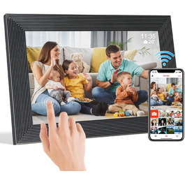 Цифровий фоторамка TSITSC 10.1 дюйма з Wi-Fi, IPS-сенсорний екран, 32 ГБ пам'яті, автоповорот, Frameo APP, чорний (1011Y)
