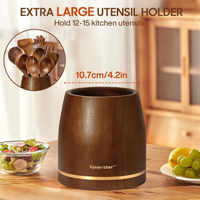 Набір кухонного приладдя Spardar з дерева, 12 шт: ложки, шумовки, підставка, рукавиці. Ідеально для декору та як подарунок