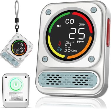 Портативний детектор чадного газу 3-в-1 з перезаряджаємою батареєю, сенсор на 10 років, 200 годин роботи для подорожей, кемпінгу, намету, автодому, дому, кухні