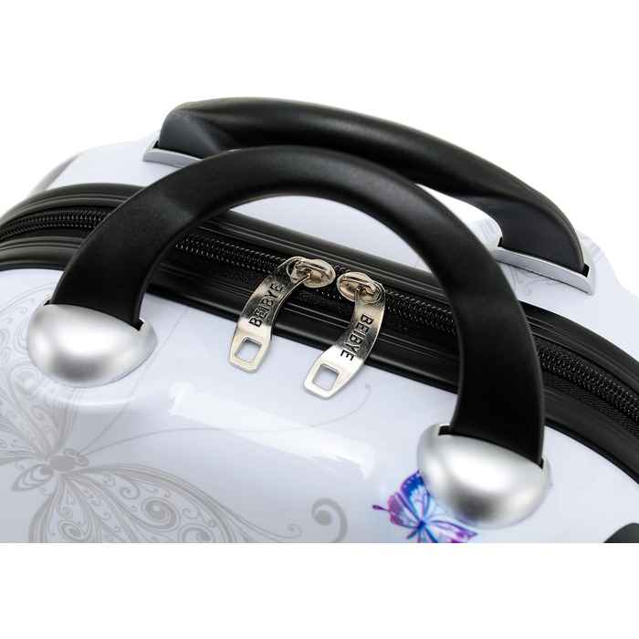 Набір дорожніх валіз BEIBYE Butterfly 2060 з TSA-замком, 4 предмети: жорстка оболонка, включаючи ручну поклажу та косметичку (розмір S, Beautycase)