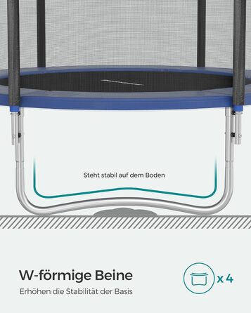 Батут SONGMICS садовий Ø305 см з захисною сіткою, драбиною та м'якими стійками, блакитний