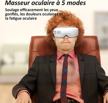 Масажер для очей з підігрівом та Bluetooth, 5 режимів масажу, зняття сухості та мігрені
