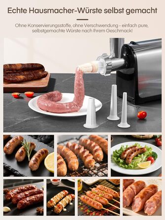 Електрична м'ясоподрібнювач Fleischwolf 3 в 1 з набором для ковбаси та 3-ма лезами з нержавіючої сталі