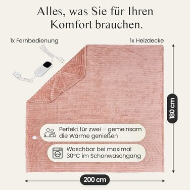 Електрична ковдра Barbero 200x150 см з підігрівом, автоматичним вимкненням, захистом від перегріву, таймером та 6 рівнями температури. Підходить для ліжка, офісу та дивану. Можна прати.