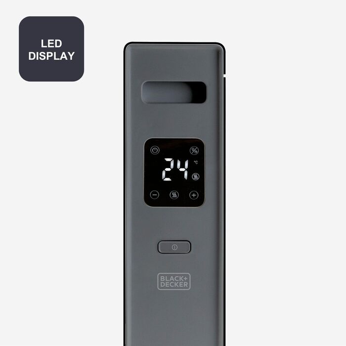 Конвектор BLACK+DECKER BXCSH1800E, 1800 Вт, 1800W, чорний, з можливістю кріплення на стіну, цифровий дисплей