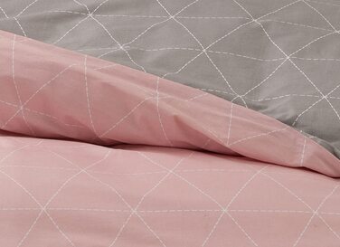 Постільна білизна Leonado Vicenti - Renforce 135x200, бавовняна рожево-сіра змінна постільна білизна, сучасний комплект одягу для спальні, покривало, ковдра (155 x 220 см)