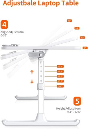 Підставка для ноутбука SAIJI: складаний столик для ліжка/дивану, 5 рівнів, 4 кути, до 17