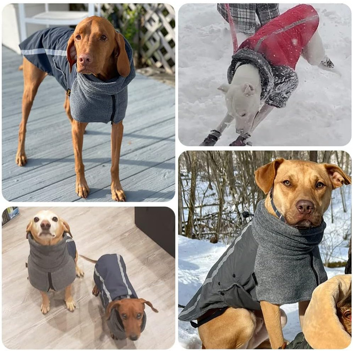 Зимова шерсть для собак, Polar Fleece, водолазка, світловідбиваючі смуги, водонепроникна (L, сіра)