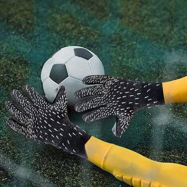 Воротарські рукавички OLYSPM дитячі воротарські рукавички чоловічі, забезпечують відмінний захист завдяки зносостійким, нековзним і захищає зап'ясті властивостями, розмір 6/7/8/9/10 7 чорний