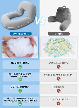 Подушка для читання INSEN з охолоджуючими смугами, сіра, базова модель