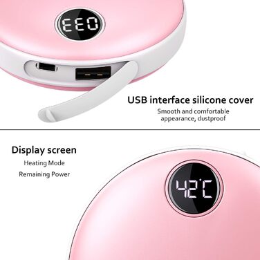 Електричний грілка для рук EXTSUD - портативний зарядний пристрій USB, акумуляторний, легкий, для зими, подарунок для чоловіків та жінок (рожевий)