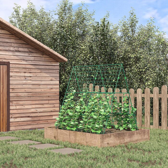 Outsunny Trellis Регульована решітка для рослин Шпалерний риштування для рослин з сіткою для саду Сталевий каркас зелений 180 х 100 х 180 см