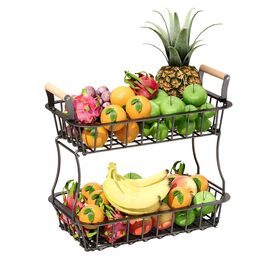 Relaxdays Двоярусний металевий фрутниця з ручками