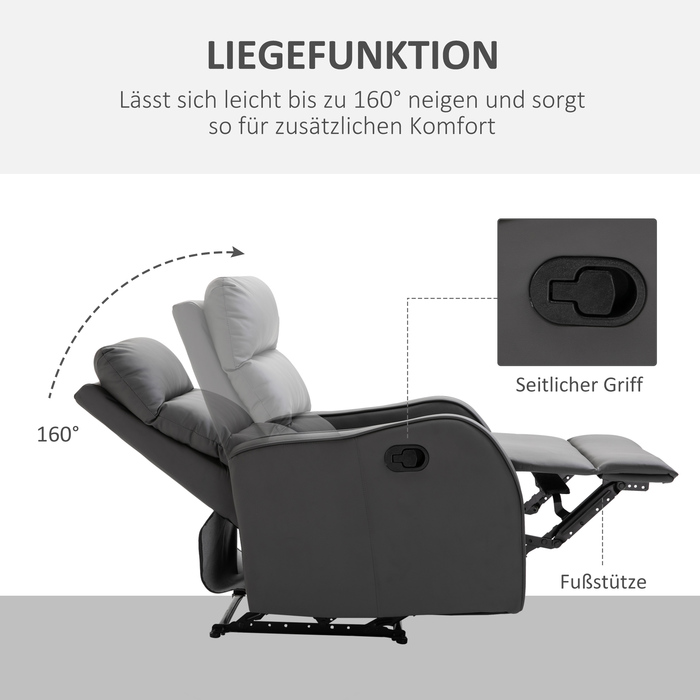 Реклайнер HOMCOM Recliner з функцією гойдання та відкидання, поворотний з підсклянником з тканини з мікрофібри для вітальні та відпочинку