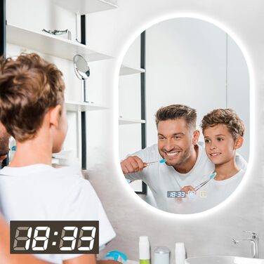 Дзеркало для ванної кімнати 600 мм з підсвічуванням, регулюванням яскравості, антизапарюванням, таймером | IP44, вологостійке, з сенсорним вимикачем | для ванної, готелю, кругле, овальне, 500 мм, 750 мм