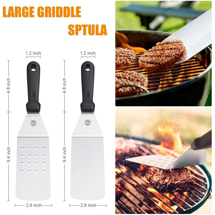 Набір для грилю Huolewa, нержавіюча сталь, 9 предметів: лопатка, щітка, викрутка, сумка. Професійний аксесуар для BBQ, тепаньякі та кемпінгу