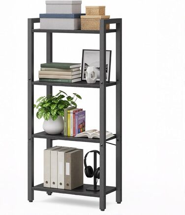 Стелаж VASAGLE Regal для книг, DVD та офісних документів, 4 яруси, 24x40x76,4 см, вінтажний коричнево-чорний колір (LLS098K02)