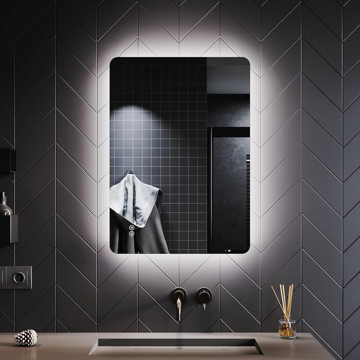 Дзеркало для ванної кімнати SONNI з підсвічуванням 80x60 см, IP44, холодне біле світло