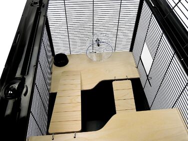 Клітка для гризунів Little Friends з дерев'яною підставкою і сходами 77х47х58 см чорна