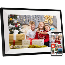 Цифровий фоторамка Aorpdd з Wi-Fi, 10.1 дюйма, HD IPS, сенсорний екран, 32GB, автоматичне обертання, Frameo App, чорний