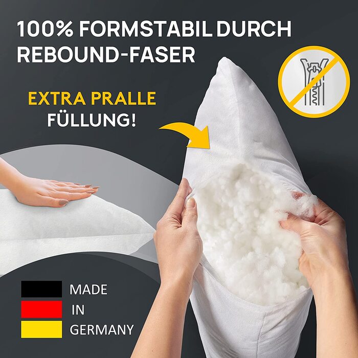 Набір з 4 подушок з наповнювачем 30x30 см - внутрішня подушка для алергіків, яку можна прати при 40C - поліефірна подушка-вкладиш (60 символів)