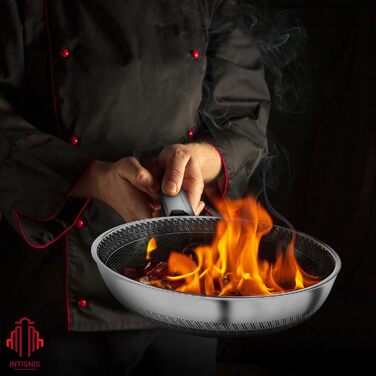 Сковорода INTIGNIS® з кришкою – 30 см / 12 дюймів / 6 л – з антипригарним покриттям | Стійка до подряпин | Глибока | Без хімікатів | Сковорода з нержавіючої сталі