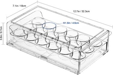 Контейнер для яєць у холодильник, BPA-free, органайзер для яєць, стелаж для 18 яєць, прозорий контейнер