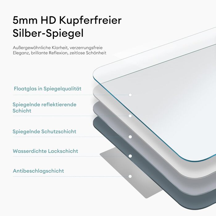 Дзеркало для ванної кімнати Dopporo LED 100x80 см з підсвічуванням та сенсорним вимикачем, з функцією пам'яті